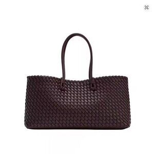 New woven PU leather tote with drawstring pouch